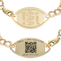 QR Code Santa Rosa Medical ID Bracelet 14k Gold